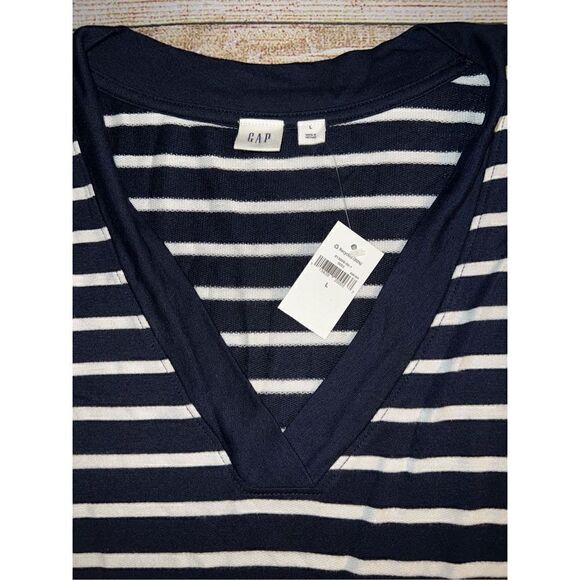 Gap Striped V-Neck T-Shirt Dress (Lg) - Picture 2 of 4